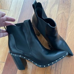 Charles David Studded Black Ankle Boots